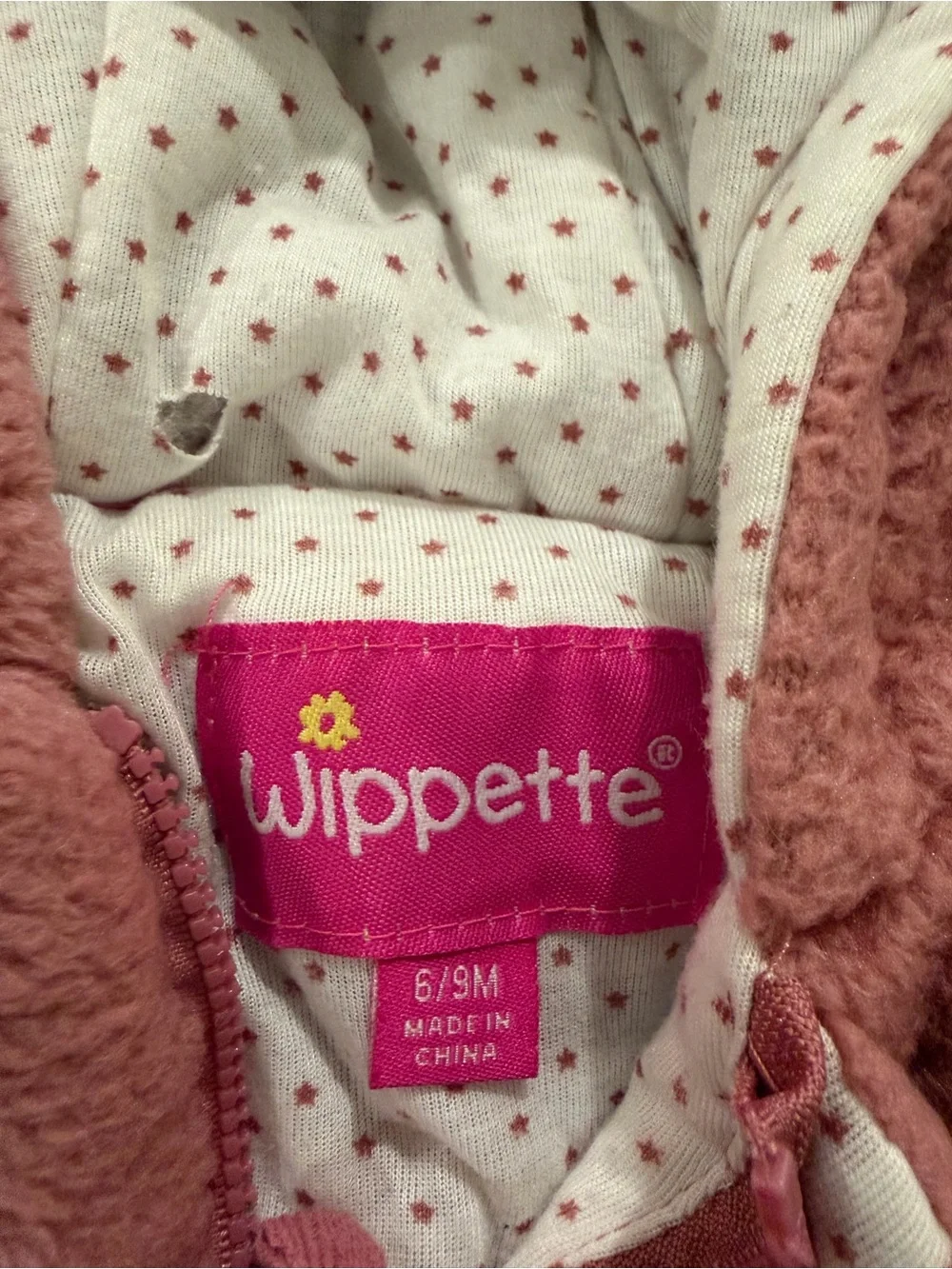 Wippette Pink Teddy Fleece Infant One-Piece